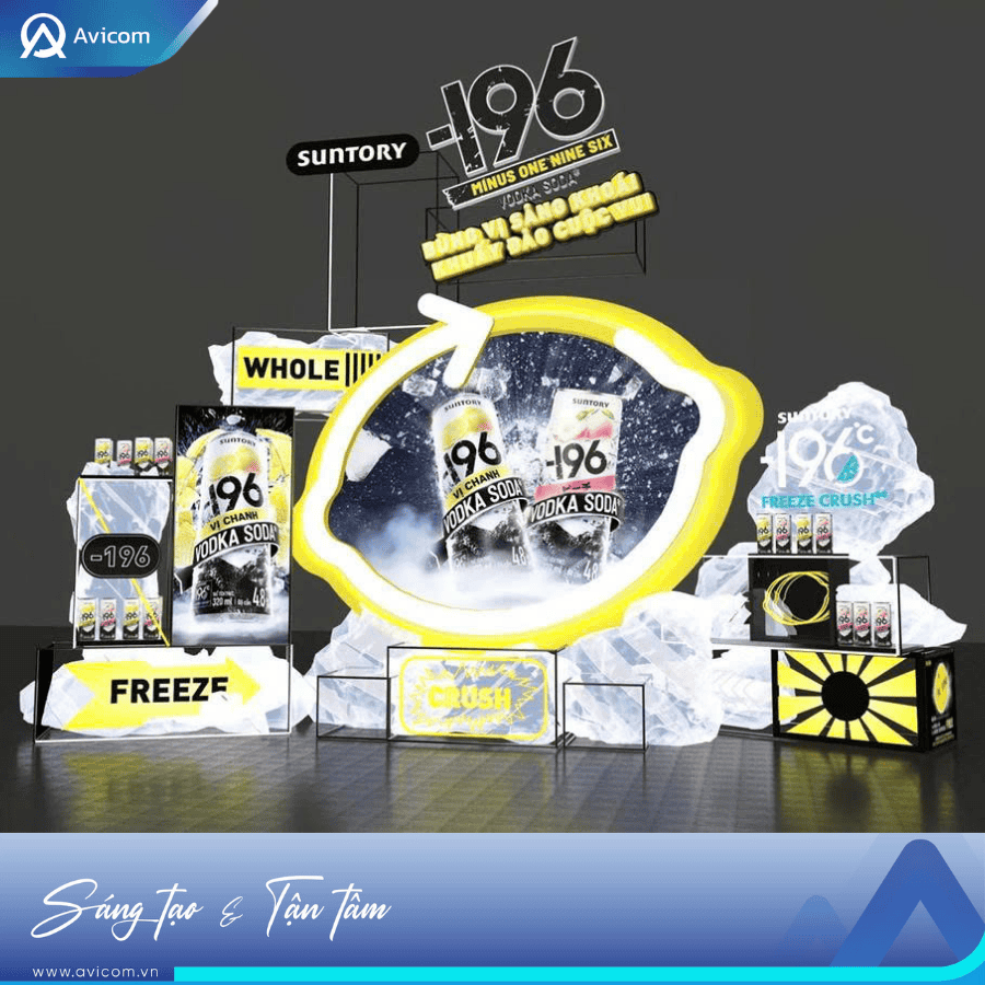 Booth sự kiện giải khát ngoài trời do Avicom thực hiện