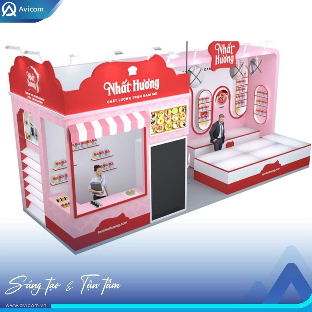 Booth được thiết kế với 3 mặt mở thông thoáng