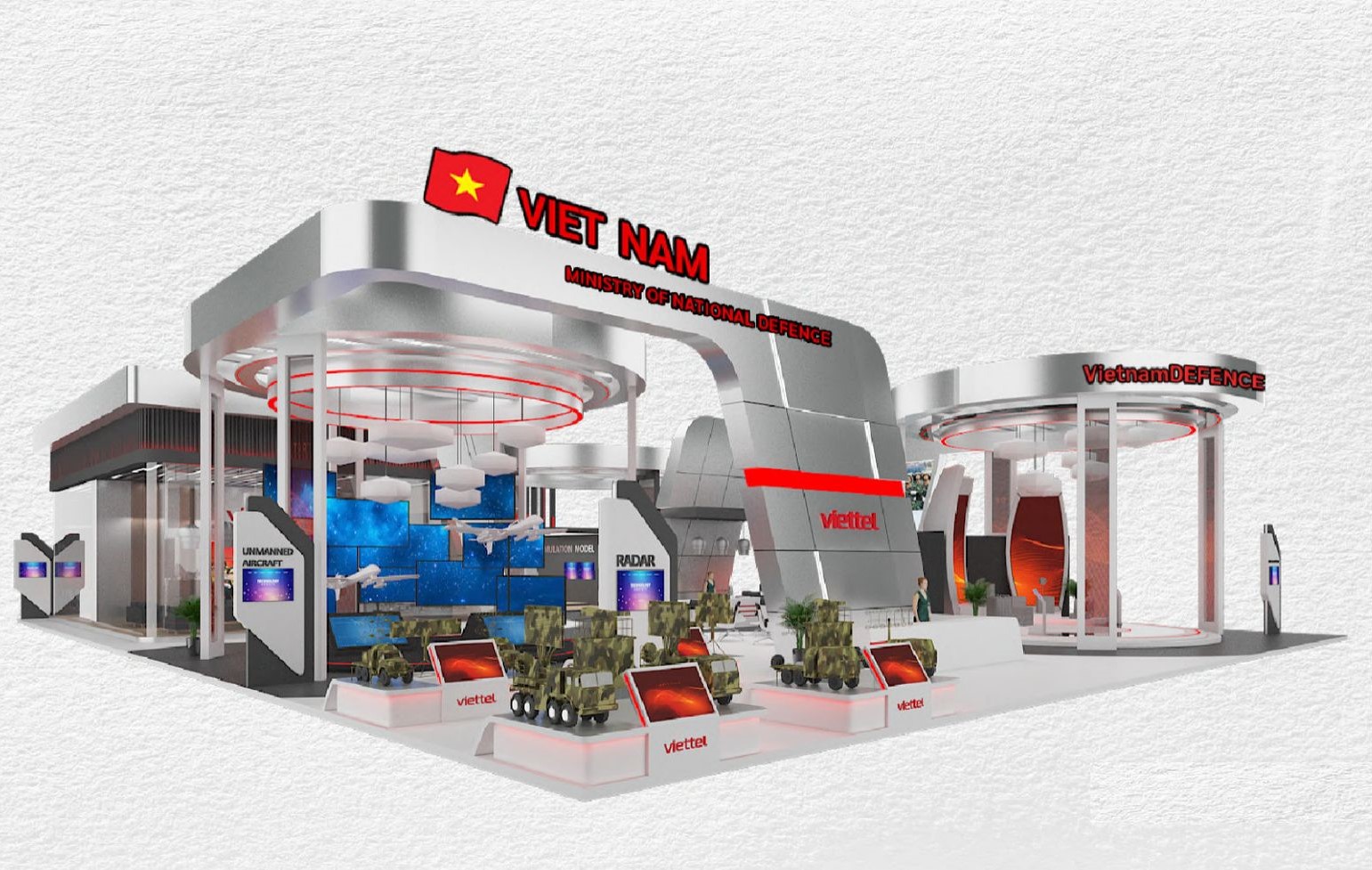 Bản vẽ 3D concept gian hàng Viettel